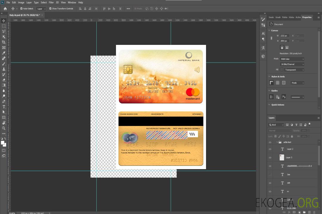 Carte Mastercard de la Banque Impériale d'Afrique du Sud template